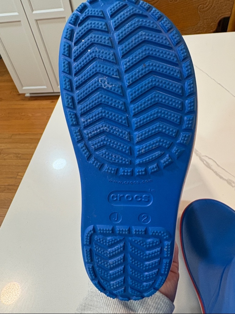 CROCS Blue Kids Rain Boots with Red-Trim Sole - Picture 4 of 5
